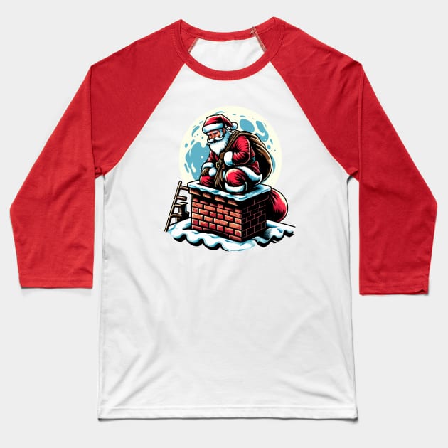 Moonlit Santa's Entry Baseball T-Shirt by Spaksu